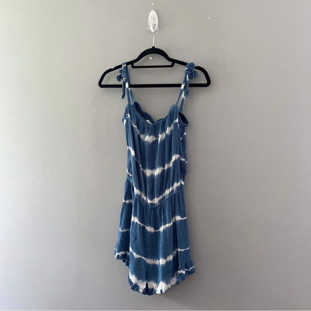 Aeropostale Tie Dye Romper Blue White Sleeveless Textured Size Small S